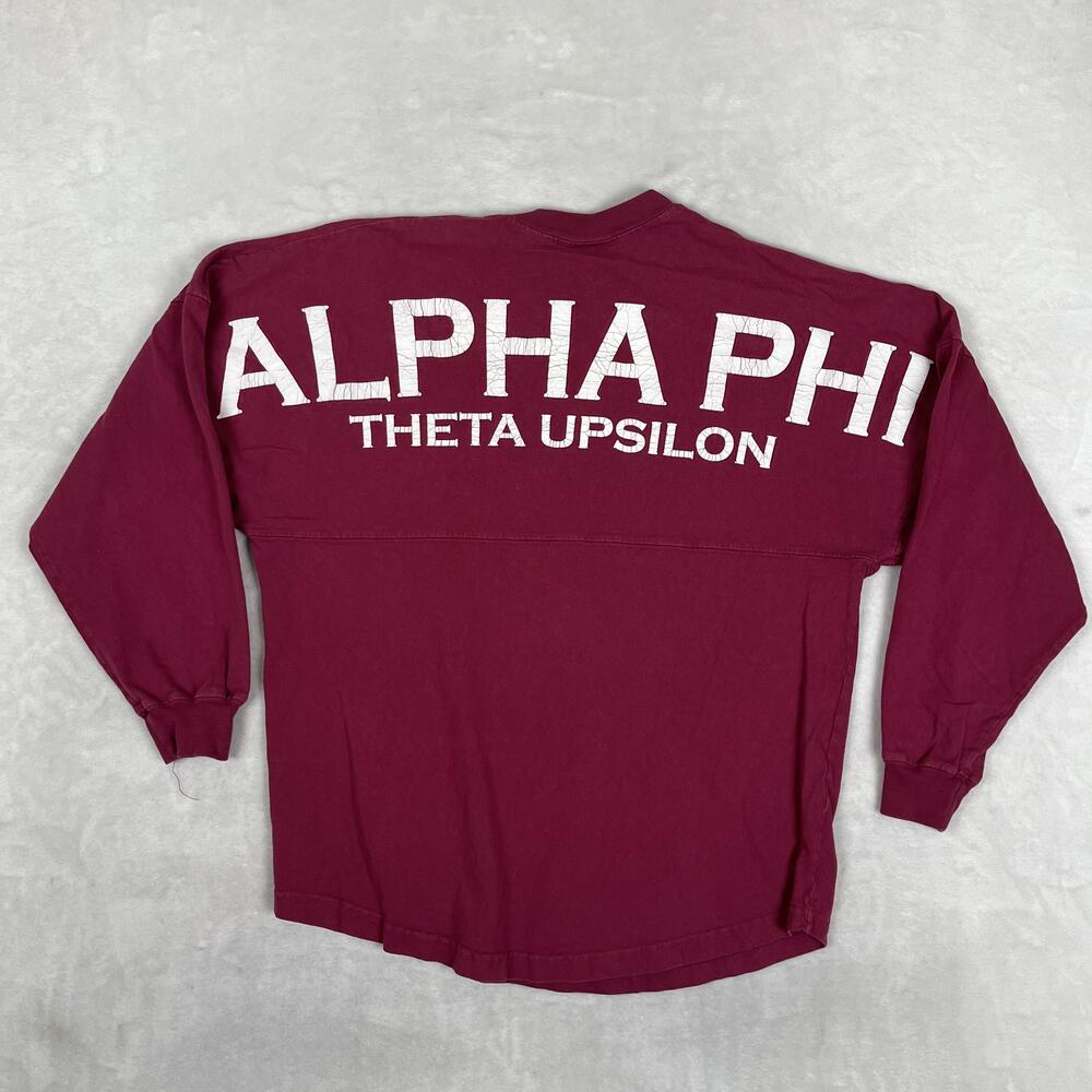 Alpha Phi Theta Upsilon Long Sleeve Spirit Shirt Womens Small RedSorority Greek
